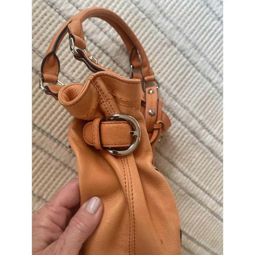 B Makowsky Leather Shoulder Hobo Bag Burnt Orange
